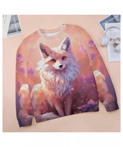 Fox Sweatshirt for Women Crewneck Tunics Long Sleeve Animal Print Tops Loose Fit Casual Cozy Hoodies Pink Fox $13.20 Hoodies ...