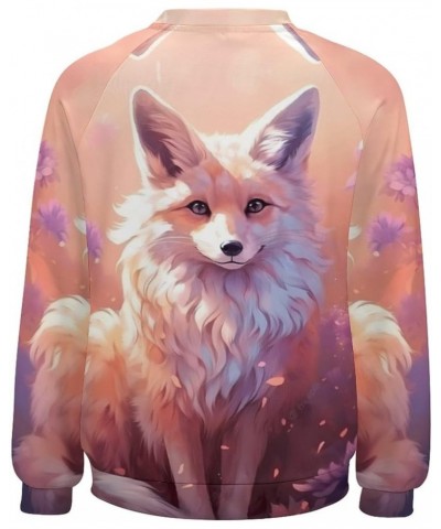 Fox Sweatshirt for Women Crewneck Tunics Long Sleeve Animal Print Tops Loose Fit Casual Cozy Hoodies Pink Fox $13.20 Hoodies ...