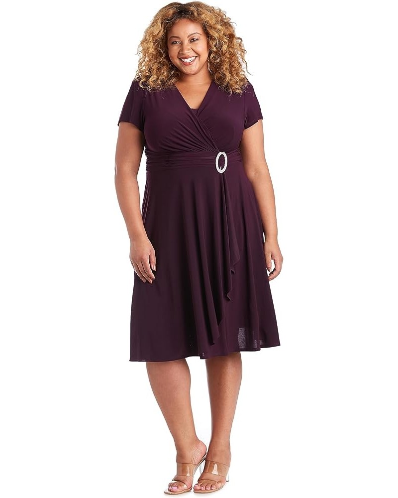 Womens Matte Jersey Jeweled Waist Cocktail Dress Plum $28.68 Dresses