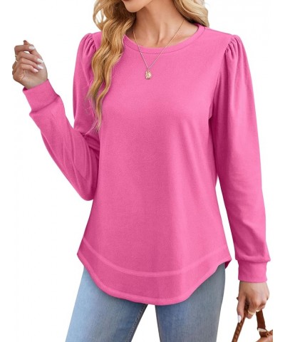 Sweatshirts for Women Crewneck Long Sleeve Shirts Soft Tunic Tops Fall Fashion 2023 72-hot-pink $11.65 Tops