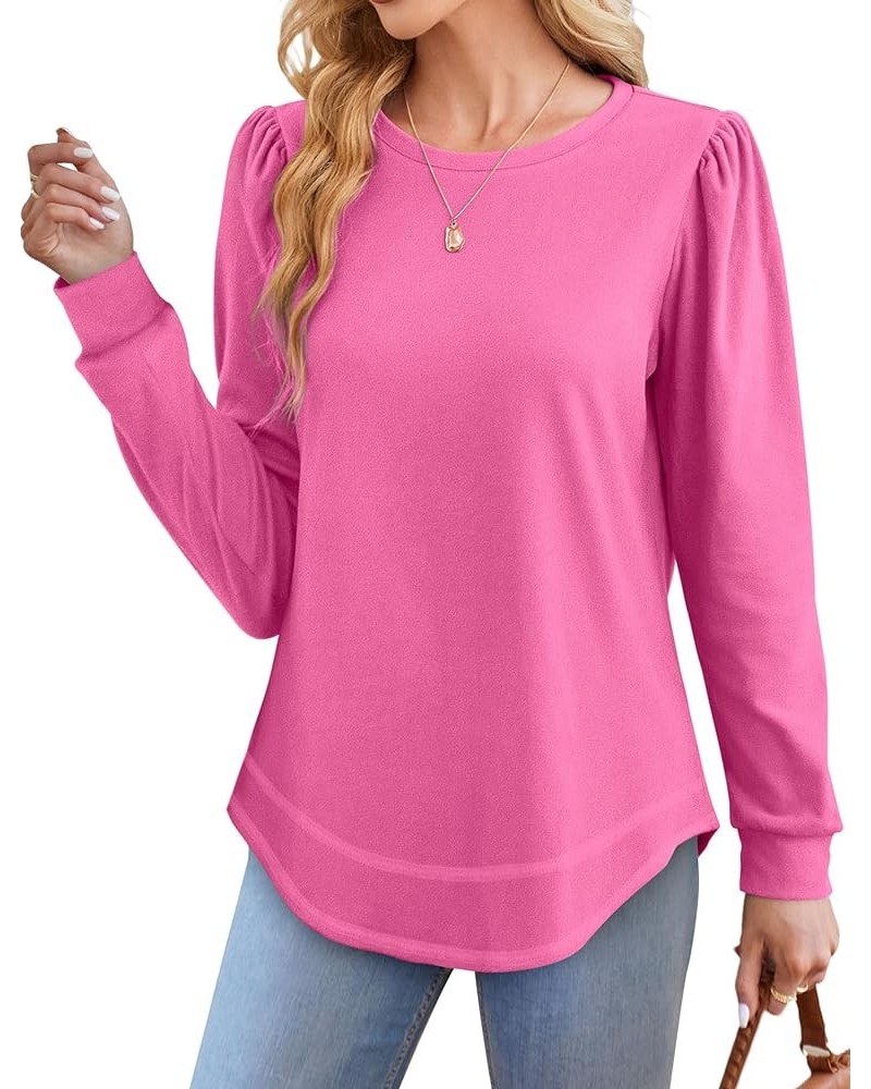 Sweatshirts for Women Crewneck Long Sleeve Shirts Soft Tunic Tops Fall Fashion 2023 72-hot-pink $11.65 Tops