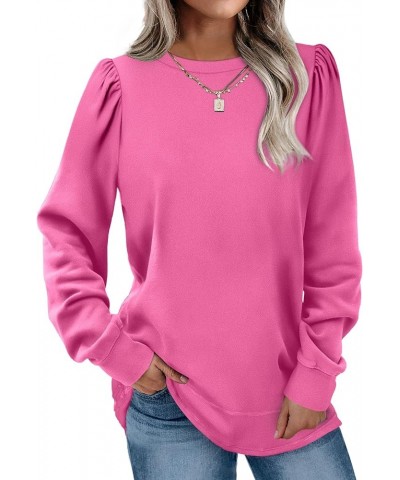 Sweatshirts for Women Crewneck Long Sleeve Shirts Soft Tunic Tops Fall Fashion 2023 72-hot-pink $11.65 Tops