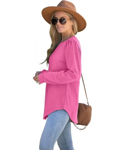 Sweatshirts for Women Crewneck Long Sleeve Shirts Soft Tunic Tops Fall Fashion 2023 72-hot-pink $11.65 Tops