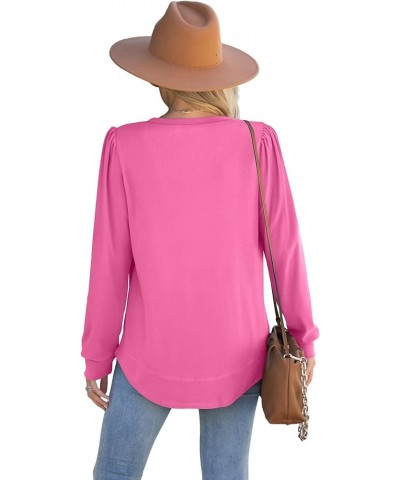 Sweatshirts for Women Crewneck Long Sleeve Shirts Soft Tunic Tops Fall Fashion 2023 72-hot-pink $11.65 Tops