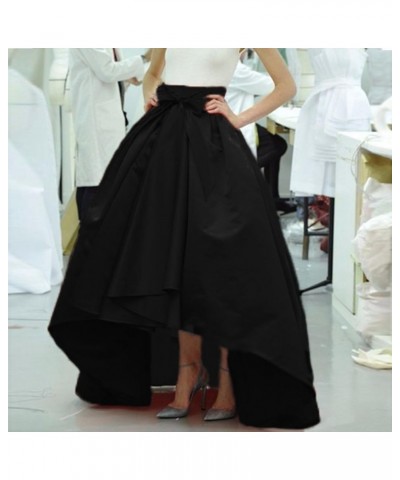 Women's Long Taffeta Bowknot Maxi Skirt A-Line High-Low Prom Party Skirts with Pockets Skin Pink $25.19 Skirts