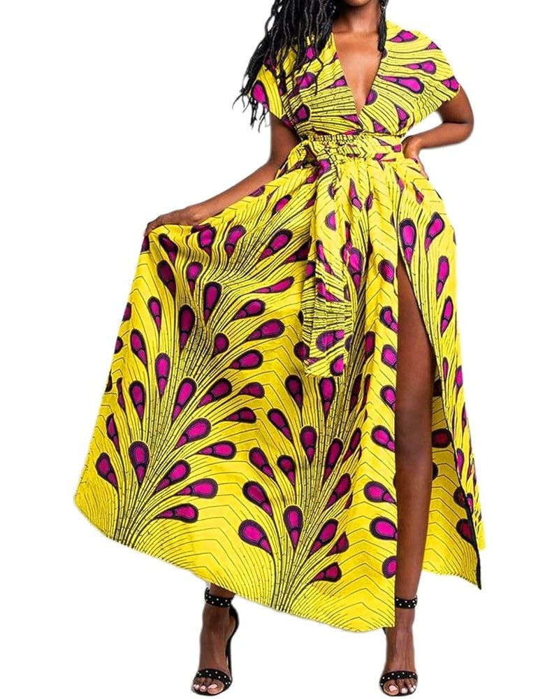 Women Sexy Boho African Dress Long Maxi Dress V-Neck Multi-Way Dress Pleated Dress Floral Print Long Yellow Print $23.52 Jump...