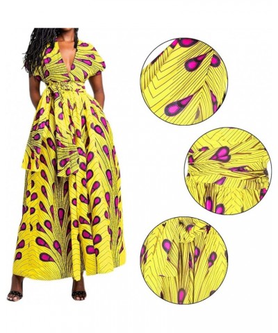 Women Sexy Boho African Dress Long Maxi Dress V-Neck Multi-Way Dress Pleated Dress Floral Print Long Yellow Print $23.52 Jump...