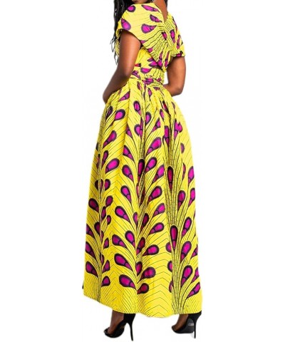 Women Sexy Boho African Dress Long Maxi Dress V-Neck Multi-Way Dress Pleated Dress Floral Print Long Yellow Print $23.52 Jump...