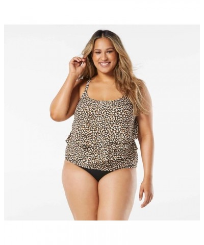 Aura Ruffle Bra Sized Underwire Tankini Top — Figure Flattering Swim Top Wild Cheetah $46.50 Swimsuits