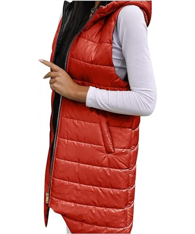 Long Puffer Vest for Womens Sleeveless with Hood Long Down Vest with Stand Collar Thick Hooded Sleeveless Long Coats Jacket B...