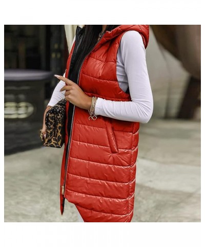 Long Puffer Vest for Womens Sleeveless with Hood Long Down Vest with Stand Collar Thick Hooded Sleeveless Long Coats Jacket B...