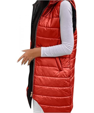 Long Puffer Vest for Womens Sleeveless with Hood Long Down Vest with Stand Collar Thick Hooded Sleeveless Long Coats Jacket B...