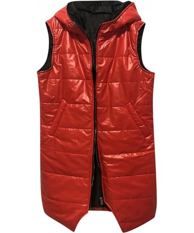 Long Puffer Vest for Womens Sleeveless with Hood Long Down Vest with Stand Collar Thick Hooded Sleeveless Long Coats Jacket B...