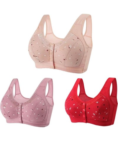 Daisy Bras for Older Women 3 Pack Front Closure Wireless Sports Bras Senior Comfortable Everyday Bras Tshirt Bralettes A26_re...