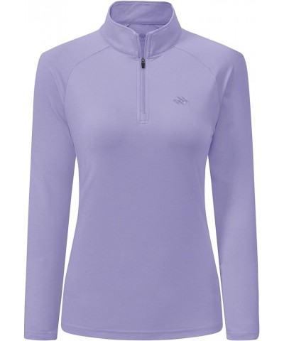 Long Sleeve Golf Polo Shirts for Women 1/4 Zip Stand Collar Pullover Thermal Lining Athletic Workout Tops Pale-purple $17.81 ...