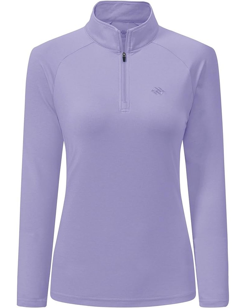 Long Sleeve Golf Polo Shirts for Women 1/4 Zip Stand Collar Pullover Thermal Lining Athletic Workout Tops Pale-purple $17.81 ...