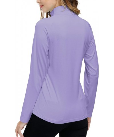 Long Sleeve Golf Polo Shirts for Women 1/4 Zip Stand Collar Pullover Thermal Lining Athletic Workout Tops Pale-purple $17.81 ...