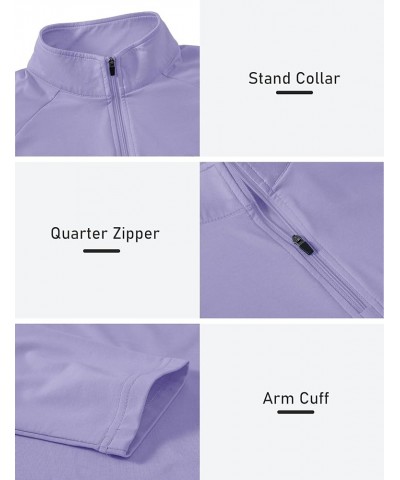 Long Sleeve Golf Polo Shirts for Women 1/4 Zip Stand Collar Pullover Thermal Lining Athletic Workout Tops Pale-purple $17.81 ...