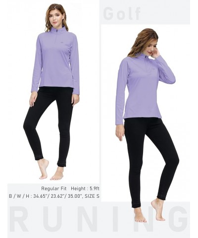 Long Sleeve Golf Polo Shirts for Women 1/4 Zip Stand Collar Pullover Thermal Lining Athletic Workout Tops Pale-purple $17.81 ...