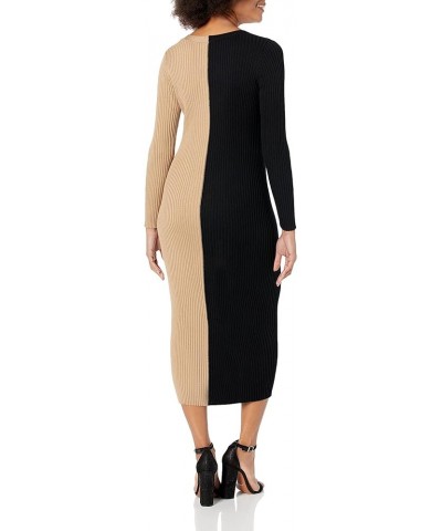 Women's Taylor Colorblock Sweater Dress with Buttons Black/ Toffee $19.53 Dresses