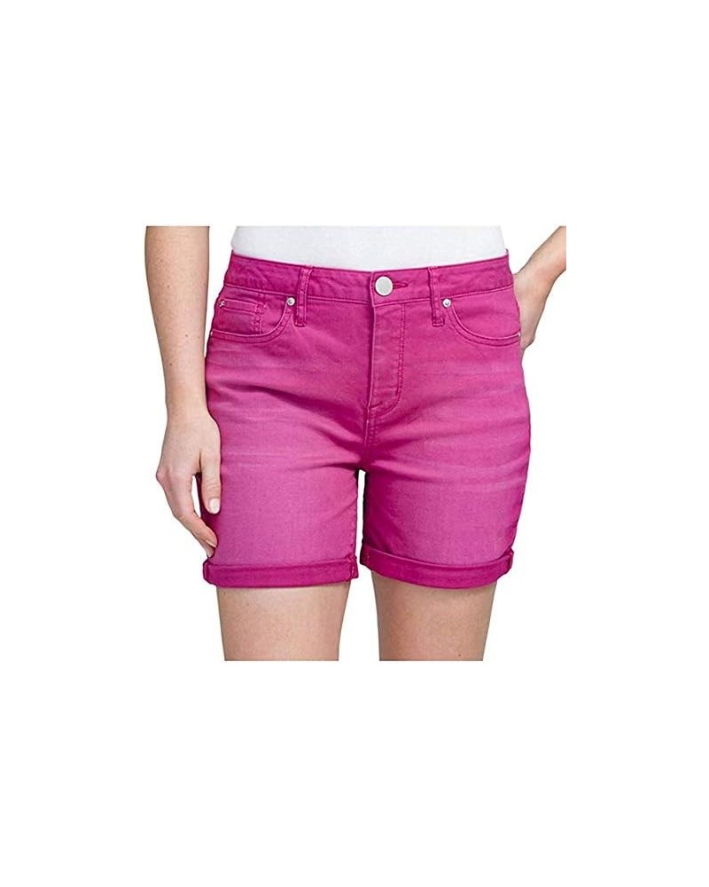 Womens Rolled Cuff 5-Pocket Stretch Weekend Denim Shorts Magenta Haze $15.63 Shorts