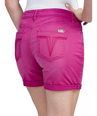 Womens Rolled Cuff 5-Pocket Stretch Weekend Denim Shorts Magenta Haze $15.63 Shorts