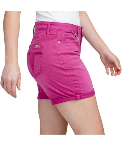 Womens Rolled Cuff 5-Pocket Stretch Weekend Denim Shorts Magenta Haze $15.63 Shorts