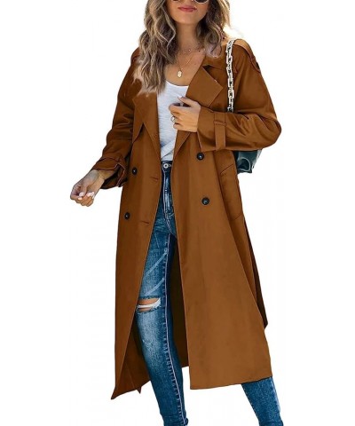 Women Warm Coat With Belt Winter Button Long Jacket Loose Fashion Sleeve Button Women's Coat Crop Leather Jacket A-brown $11....