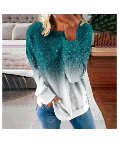 Womens Casual Long Sleeve Crewneck Sweatshirt 2024 Spring Fashion Dressy Pullover Tops Loose Colorblock/Gradient Shirt J-blac...