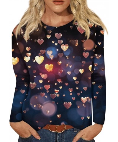 Valentines Womens Clothes Women's Valentine 2024 Trendy Tops T Shirts with Hearts 3/4 Sleeve Dress Q 02-multicolor $7.27 Acti...