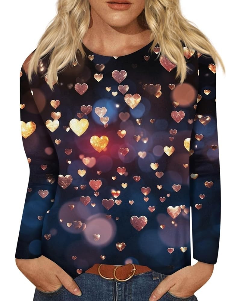 Valentines Womens Clothes Women's Valentine 2024 Trendy Tops T Shirts with Hearts 3/4 Sleeve Dress Q 02-multicolor $7.27 Acti...