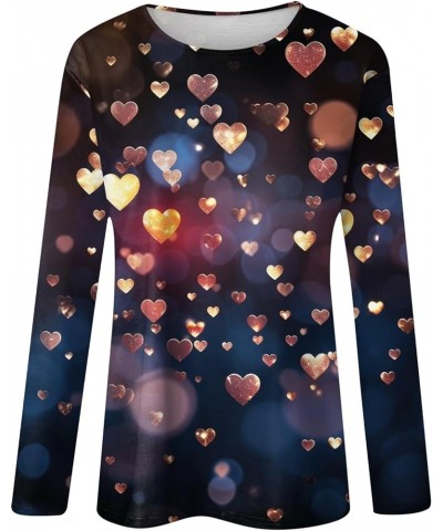 Valentines Womens Clothes Women's Valentine 2024 Trendy Tops T Shirts with Hearts 3/4 Sleeve Dress Q 02-multicolor $7.27 Acti...