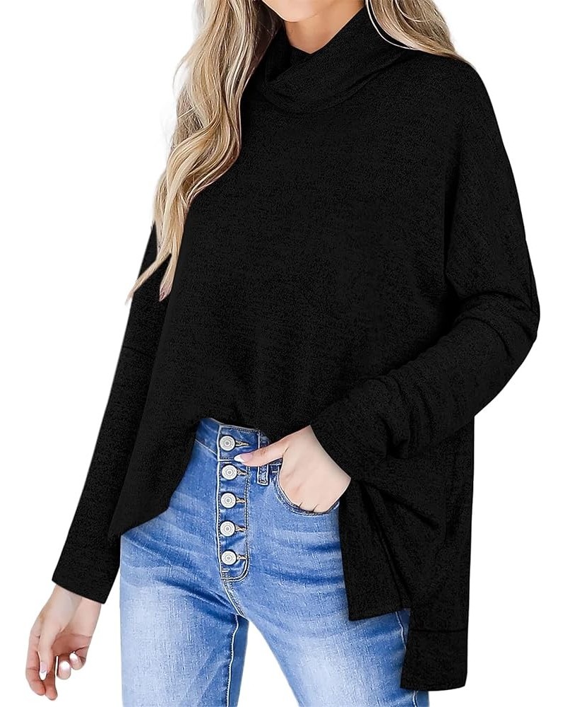 Womens Sweaters Long Sleeve Shirts Lightweight Side Split Tunic Tops for Leggings Trending Now 2023 J-black $18.55 Tops
