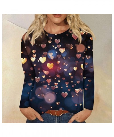 Valentines Womens Clothes Women's Valentine 2024 Trendy Tops T Shirts with Hearts 3/4 Sleeve Dress Q 02-multicolor $7.27 Acti...