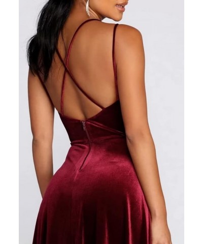 Women's Long Velvet Bridesmaid Dress V-Neck Formal Evening Velvet Gowns with Slit with Pockets Cameo Pink $31.85 Dresses