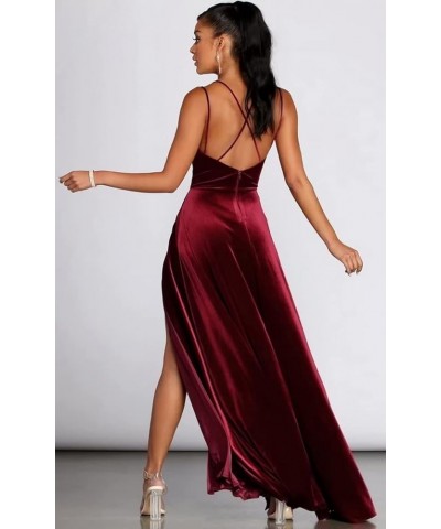 Women's Long Velvet Bridesmaid Dress V-Neck Formal Evening Velvet Gowns with Slit with Pockets Cameo Pink $31.85 Dresses