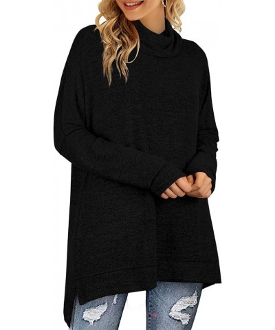 Womens Sweaters Long Sleeve Shirts Lightweight Side Split Tunic Tops for Leggings Trending Now 2023 J-black $18.55 Tops