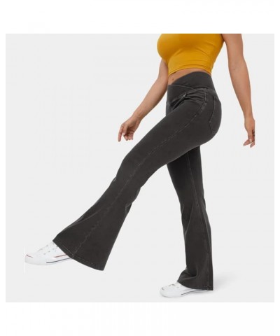 Bootcut Jeans Women's High Waist Elastic Skinny Flared Trousers Pocket Solid Soft Casual Joggers Denim Pants Dark Grey $16.91...