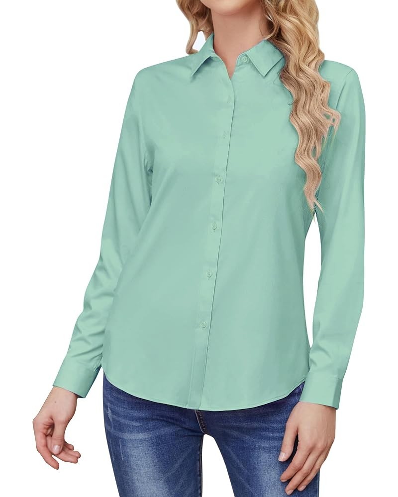 Wrinkle Free Womens Button Down Shirts for Women Long Sleeve Stretch Business Office Formal Work Blouses Tops Green $12.71 Bl...