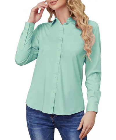 Wrinkle Free Womens Button Down Shirts for Women Long Sleeve Stretch Business Office Formal Work Blouses Tops Green $12.71 Bl...