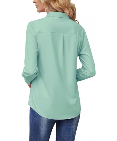 Wrinkle Free Womens Button Down Shirts for Women Long Sleeve Stretch Business Office Formal Work Blouses Tops Green $12.71 Bl...