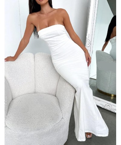 Women Newspaper Print Tube Midi Dresses Hollow Out Off Shoulder Bodycon Maxi Dresses Strapless Sexy Clubwear Zh-white $9.24 D...