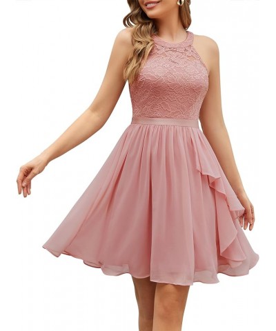 Women's Bridesmaid Dresses, Halter Sleeveless Cocktail Dress Ruffle A Line Short Prom Dress for Homecoming Blush $22.54 Dresses