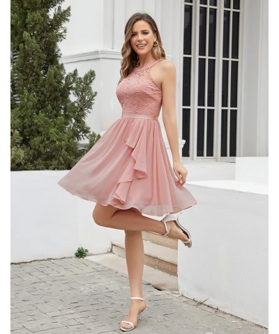 Women's Bridesmaid Dresses, Halter Sleeveless Cocktail Dress Ruffle A Line Short Prom Dress for Homecoming Blush $22.54 Dresses