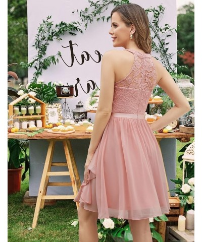 Women's Bridesmaid Dresses, Halter Sleeveless Cocktail Dress Ruffle A Line Short Prom Dress for Homecoming Blush $22.54 Dresses