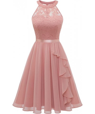 Women's Bridesmaid Dresses, Halter Sleeveless Cocktail Dress Ruffle A Line Short Prom Dress for Homecoming Blush $22.54 Dresses