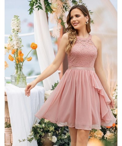 Women's Bridesmaid Dresses, Halter Sleeveless Cocktail Dress Ruffle A Line Short Prom Dress for Homecoming Blush $22.54 Dresses