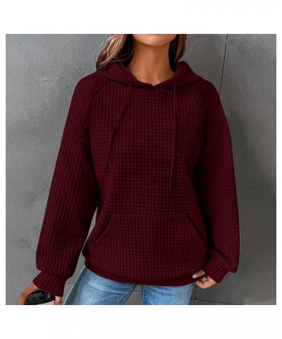 Hoodies for Women Dressy Casual Long Sleeve Knit Drawstring Sweatshirt 2023 Fashion Solid Comfy Pullover with Pocket A 41_win...