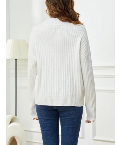 Mock Neck Sweater Women: Chunky Ribbed Sweaters Cozy Long Sleeve Knit Pullover Sweaters for Winter 2023 White $24.03 Sweaters