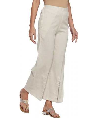 Linen Palazzo for Women, Wide Leg, One Side Pocket, Comfy Plus Size, Casual & Party Wear, Boot Cut Flared Design with Pearls ...